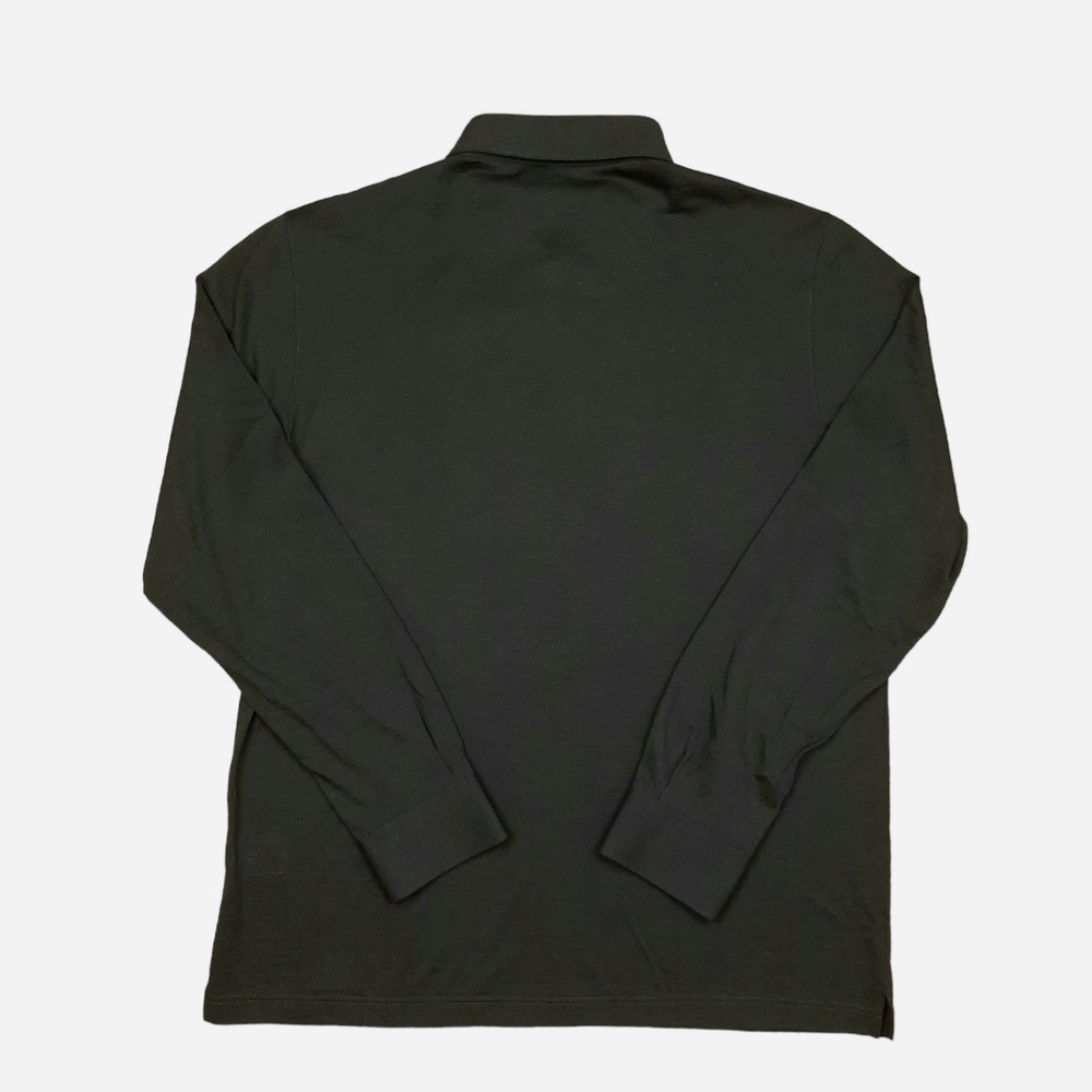 GRAN SASSO Black 100% Wool Long Sleeved Polo Shirt Size 54 Fine Travel Wool NEW - Picture 7 of 15